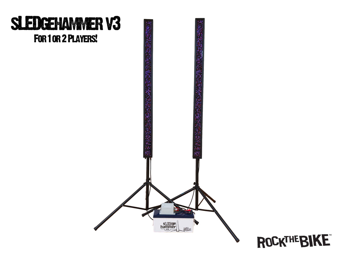 sLEDgehammer v3 - Interactive Pedal Power Light-Up Strength Challenge