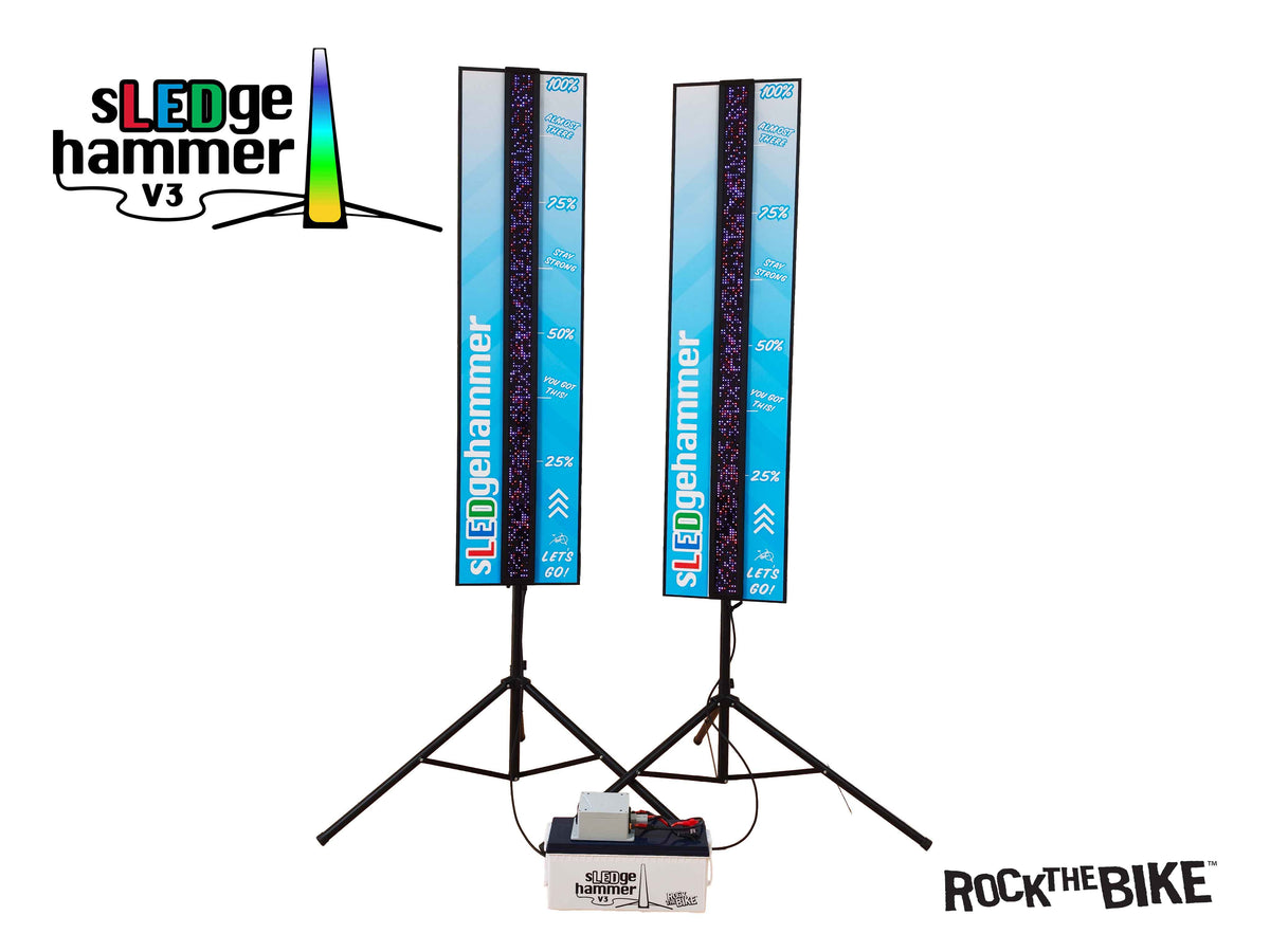 sLEDgehammer v3 - Interactive Pedal Power Light-Up Strength Challenge