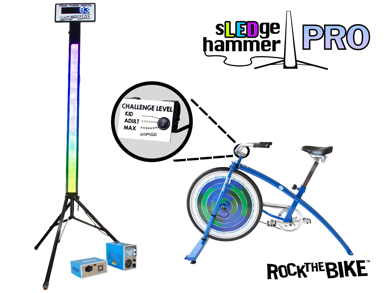 sLEDgehammer 2.0 Pro - Complete Activity - Interactive Pedal Power Light-Up Strength Challenge