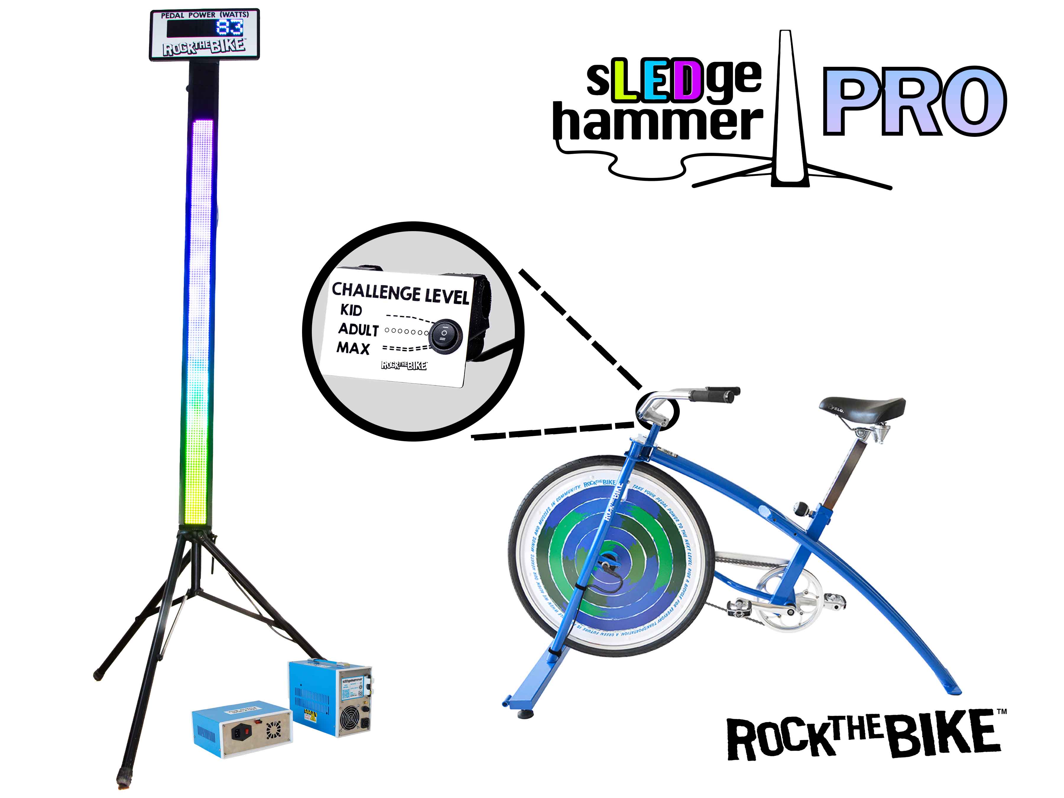 sLEDgehammer 2.0 Pro - Complete Activity - Interactive Pedal Power Light-Up Strength Challenge
